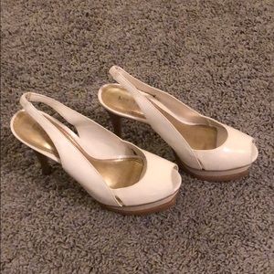 White platform heels